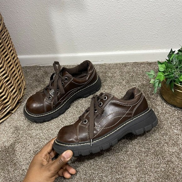 Route 66 Shoes - Route 66 Vintage Chunky Grunge Sneakers Shoes Size 7.5 Brown Y2K